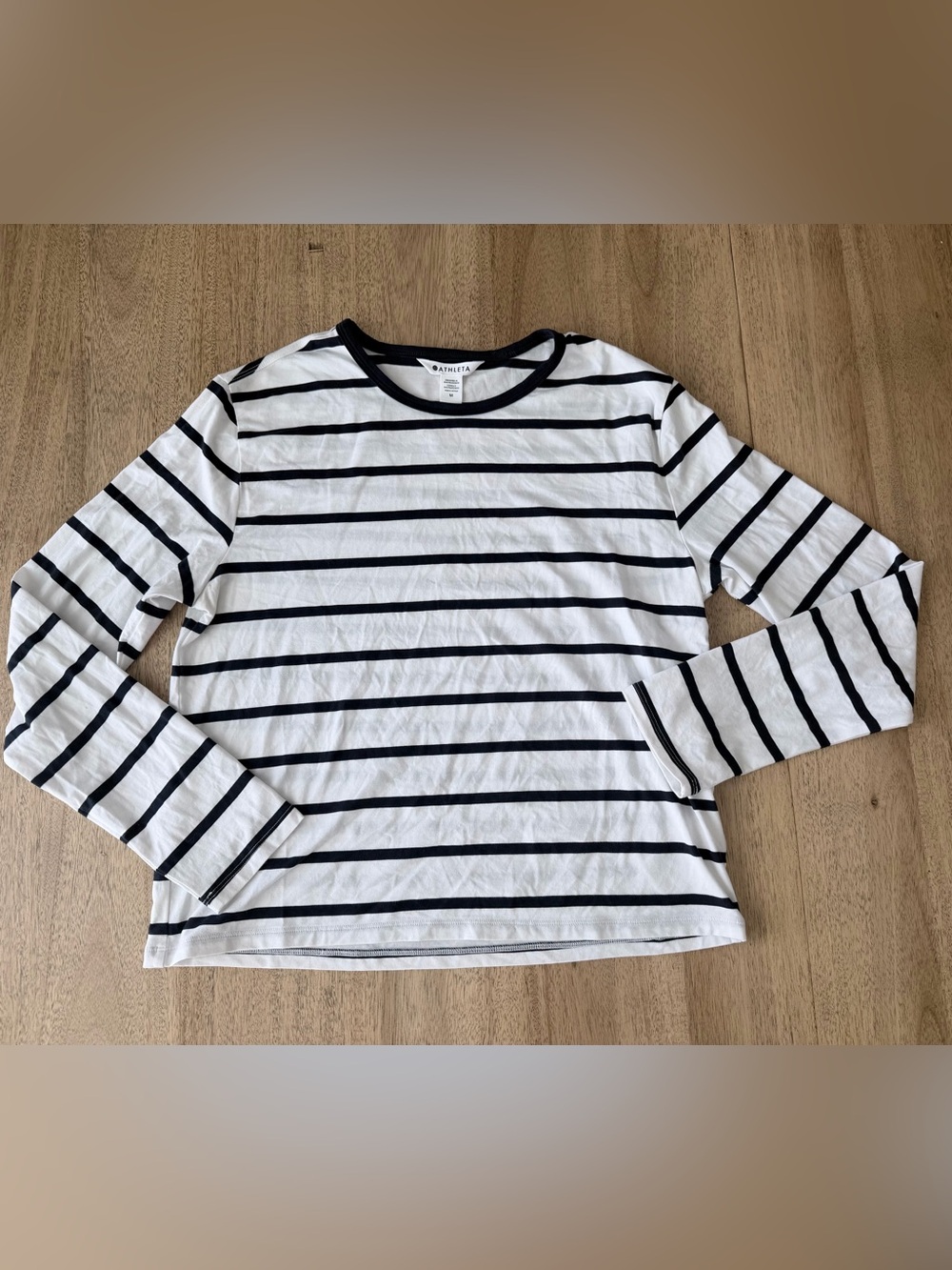 ATHLETA Everyday Stripe Long Sleeve Tee Super Soft Cotton Blend Stretch M